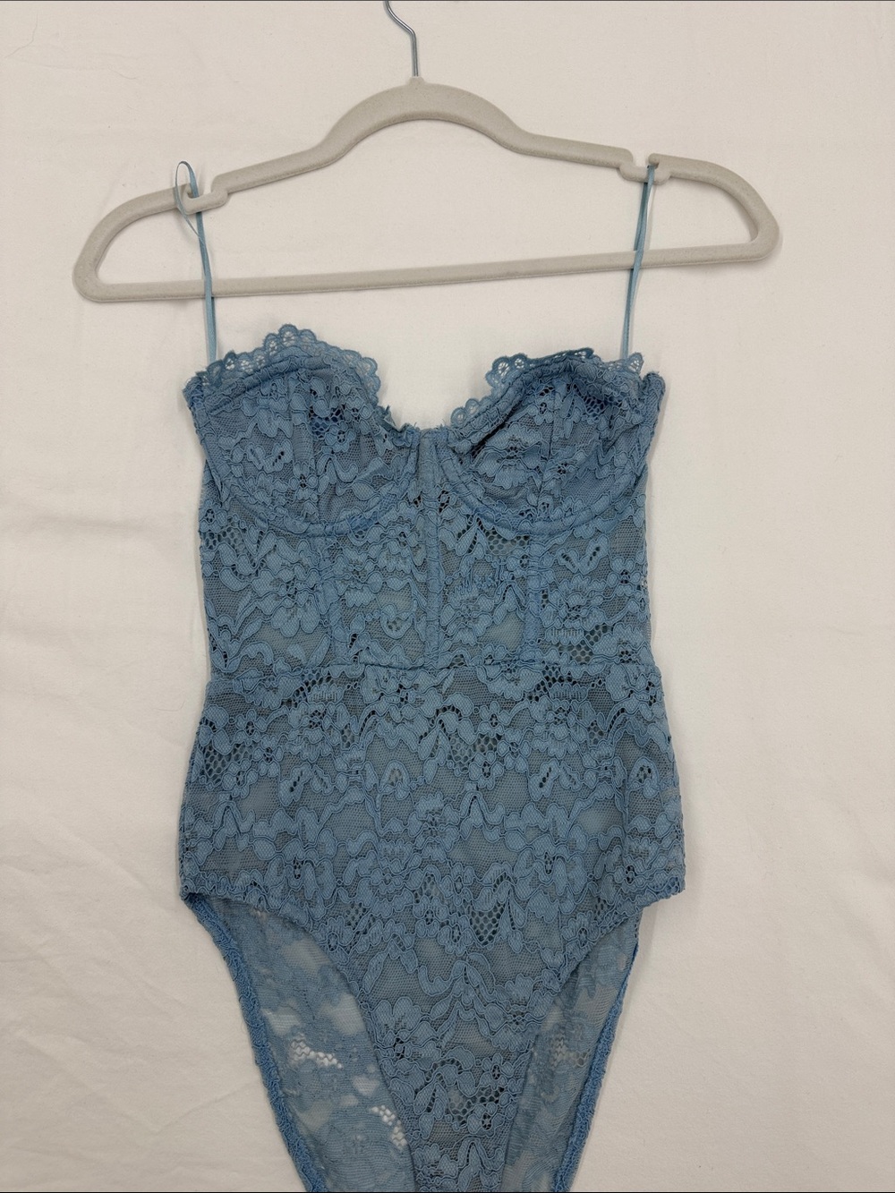 Zara Sky Blue Lace Bustier Top